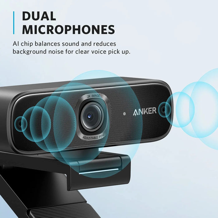 Anker PowerConf C302 Smart Full HD Webcam, AI-Powered Framing & Autofocus 2K Webcam with Noise-Cancelling Microphones