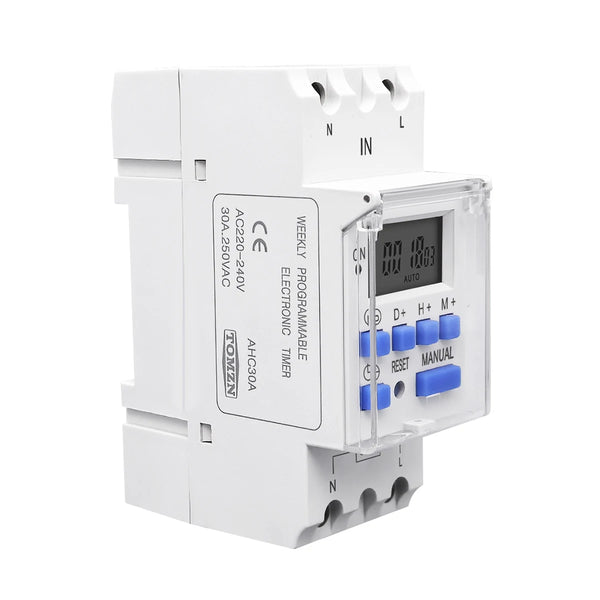 TOMZN New type Din Rail single phase Weekly 7 Days Programmable Digital TIME SWITCH Relay Timer AC 220V 230V 12V 24V 48V 16A
