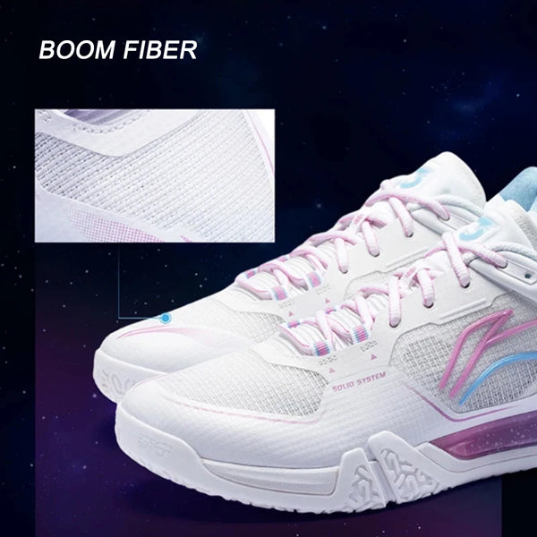 ស្បែកជើងវាយសី Li-Ning Unisex SAGA III PRO BOOM Cushion បន្ទះកាបូន-ជាតិសរសៃ LiNing សម្រាប់បុរស និងស្ត្រី ស្បែកជើងប៉ាតាប្រកួតប្រជែង AYAV001
