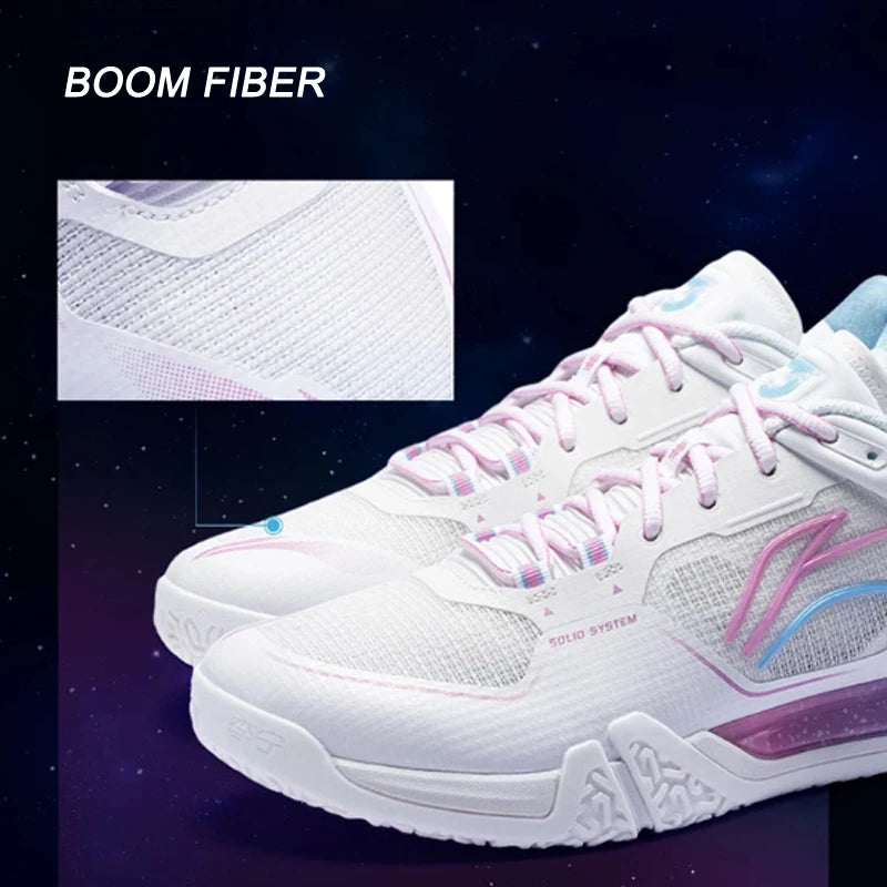 ស្បែកជើងវាយសី Li-Ning Unisex SAGA III PRO BOOM Cushion បន្ទះកាបូន-ជាតិសរសៃ LiNing សម្រាប់បុរស និងស្ត្រី ស្បែកជើងប៉ាតាប្រកួតប្រជែង AYAV001