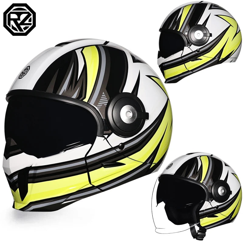 ORZ-653S Motorcycle Helmet Full Face Open Face Helmets 3/4 Men Women Modular Dual Visor Helmet For Motorcycle DOT Approved