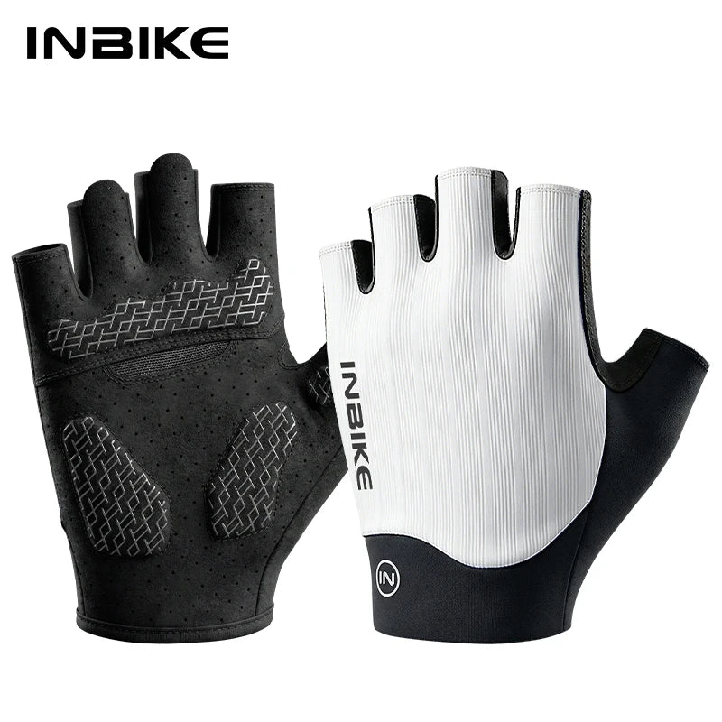 INBIKE Summer Cycling Gloves Men with Shock Absorbing Padding Breathable Half Finger Bicycle Gloves for for Road Bike MTB Biking