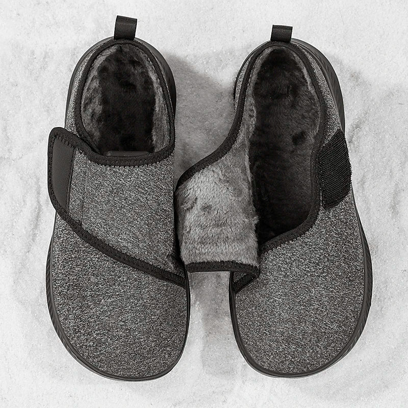 Winter Open Elderly Shoes With Plush For Diabetic Swollen Foot Wide Width Hallux Valgus Bunion Thumb Eversion For Men Women