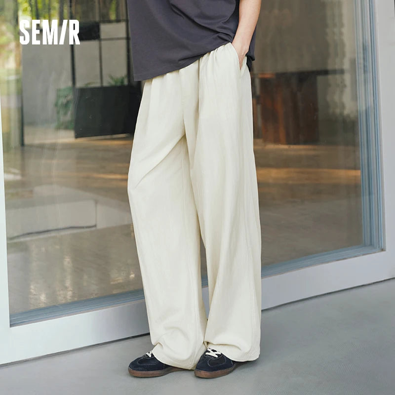 Semir Men Pants Casual Micro Wrinkle A Line Loose Drape Comfort Tall Slim Fit Wide Leg 2026 Summer Fashion Top