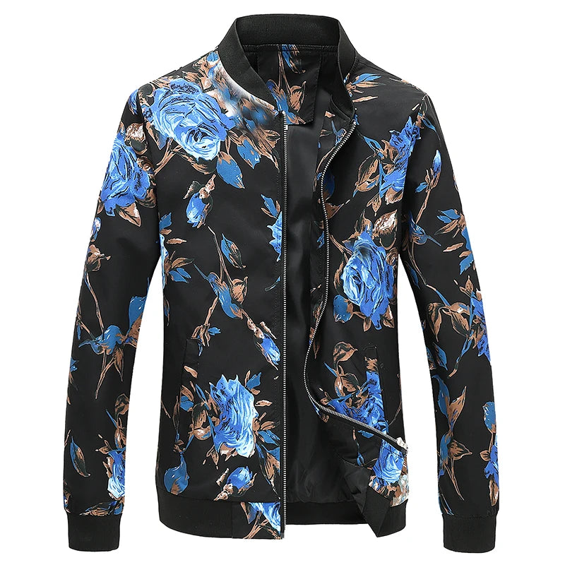2026 New Baseball Collar Men's Long Sleeve Printed Jacket, Chinese Style Print Zipper Control Coat, Asian Size M-6XL.