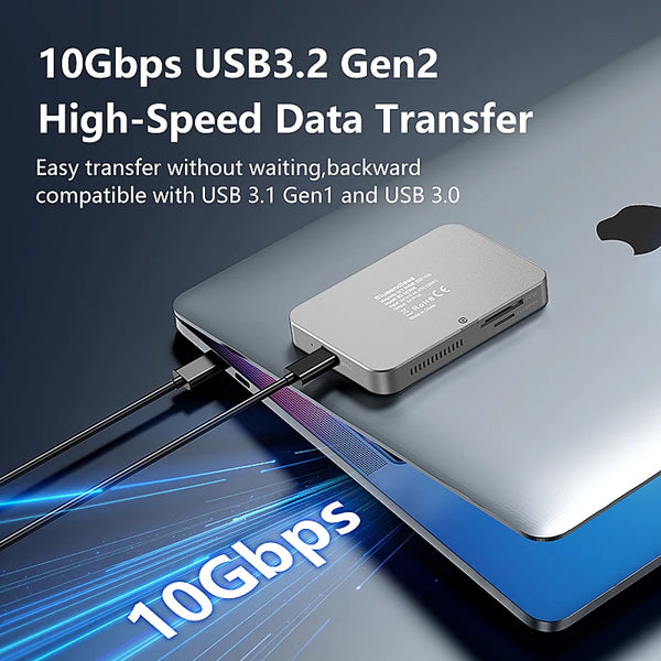 កង្ហារត្រជាក់ Blueendless 8 អ៊ីញ M.2 2230 2242 2280 ម៉ាញេទិក NVME SSD ស្ថានីយ៍ចត 10Gbps 100W PD 4K60HZ HDTV SSD Enclosure