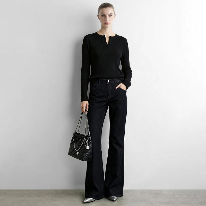 Amii Flare Jeans Cotton Slim Fit Commuter Versatile Womens Casual Long Denim Trousers 2026 Autumn Pants Woman Clothing12643091