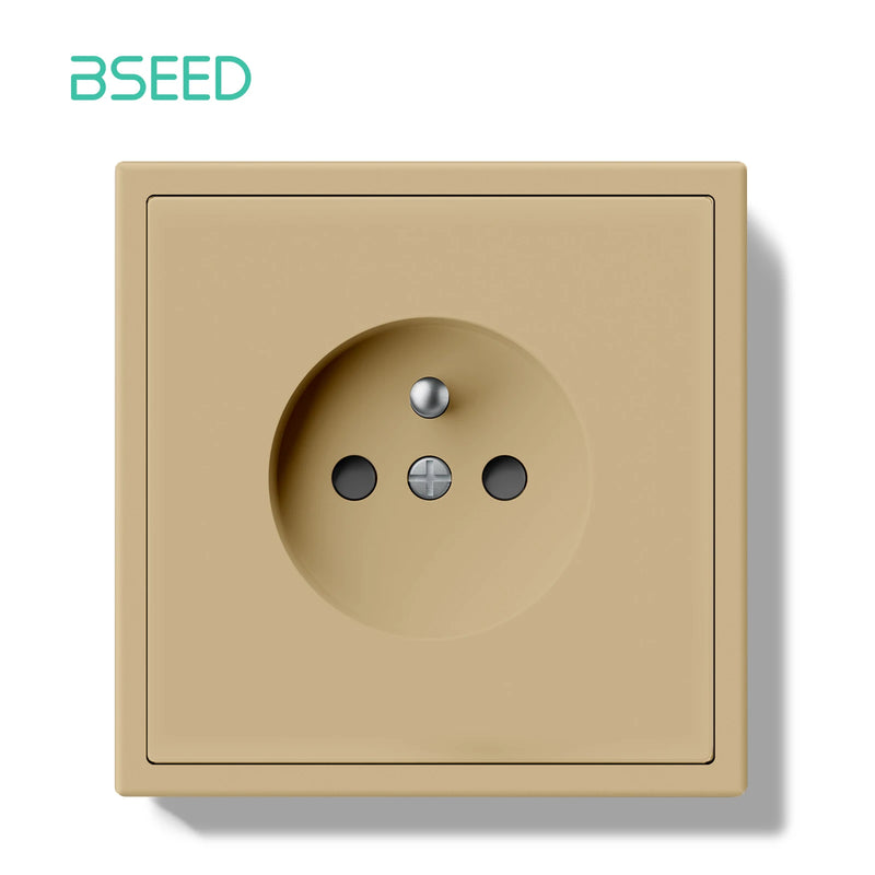 BSEED French Standard Single Wall Socket Double Electrical Outlets Wall Power Socket for France White Black Plastic Frame 16A
