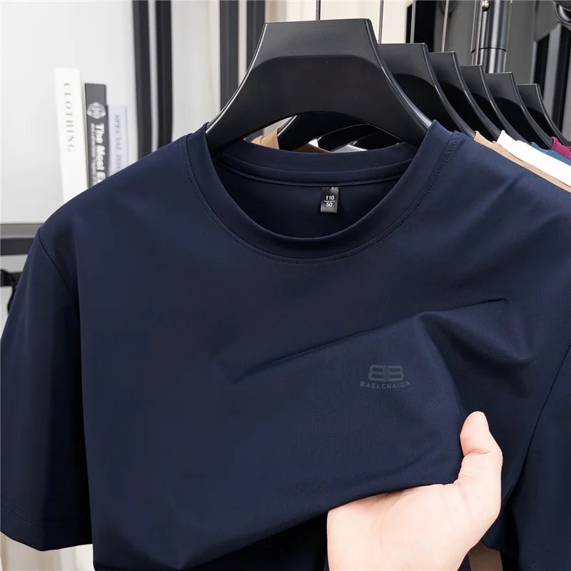 High Quality Man Short-Sleeved T-Shirt Round Neck Letter Print Summer T-Shirt British Style Short Sleeves Ventilate Men's Wear