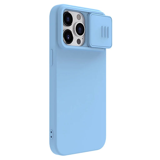 For iPhone 15 Pro Max Magsafe Case NILLKIN CamShield Silky Liquid Silicone Slide Camera Protection Cover For iPhone 15 / 15 Pro Sky blue