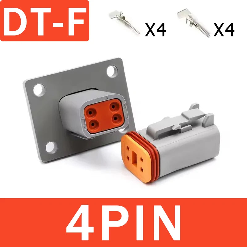 Deutsch DT04/DT06 Waterproof Connector with Fixed Flange DT04-2P/4P/6P/8P/12P & DT06-2S Male/Female Plug for Truck, Agriculture