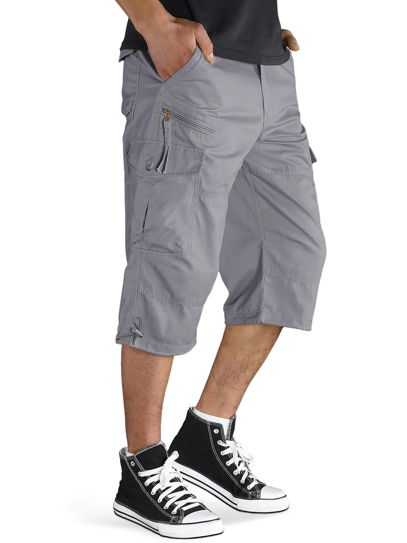TACVASEN Mens Cargo Below Knee Length 3/4 Long Shorts Summer Breathable Outdoor Capri Pants Twill Work Pants With Multi Pocket