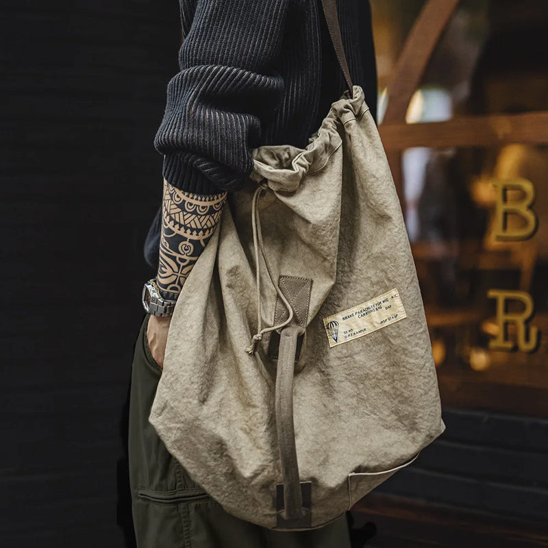 Maden Vintage Large-capacity Tie-dye Canvas Bags Hand-held Shoulder Bags Travel Soft Crossbody Bucket Bag for Unisex Laptop Bag