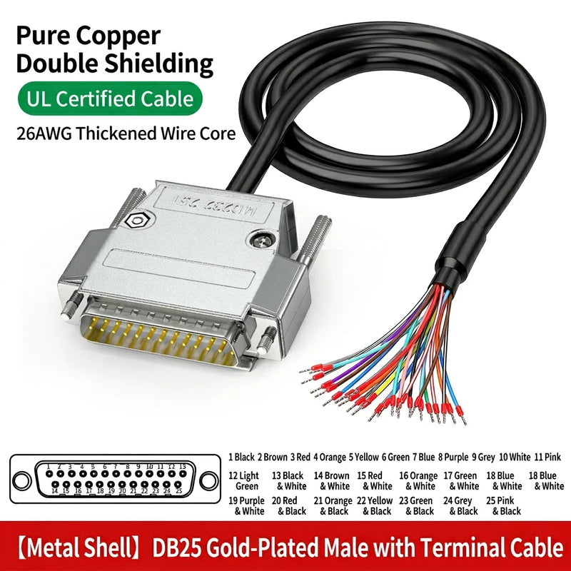 DIVEDEER DB9 DB15 DB25 Serial Cables Single-Ended RS232 Connector Wires with 9-Pin Terminal Blocks