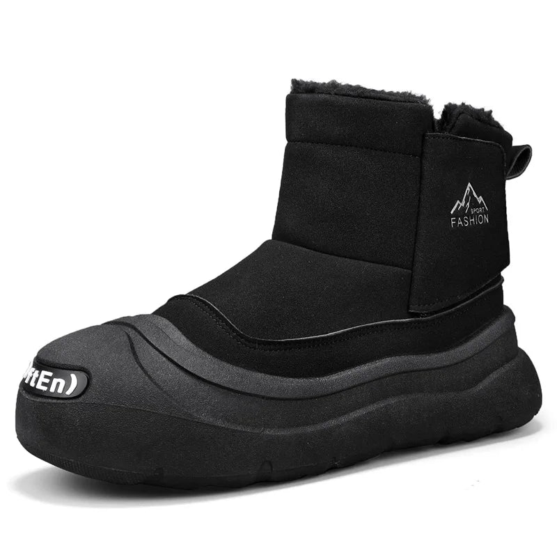 Men's snow boots winter warm plush cotton shoes soft sole non-slip high top boots fashion youth Joker outdoor sports work boots