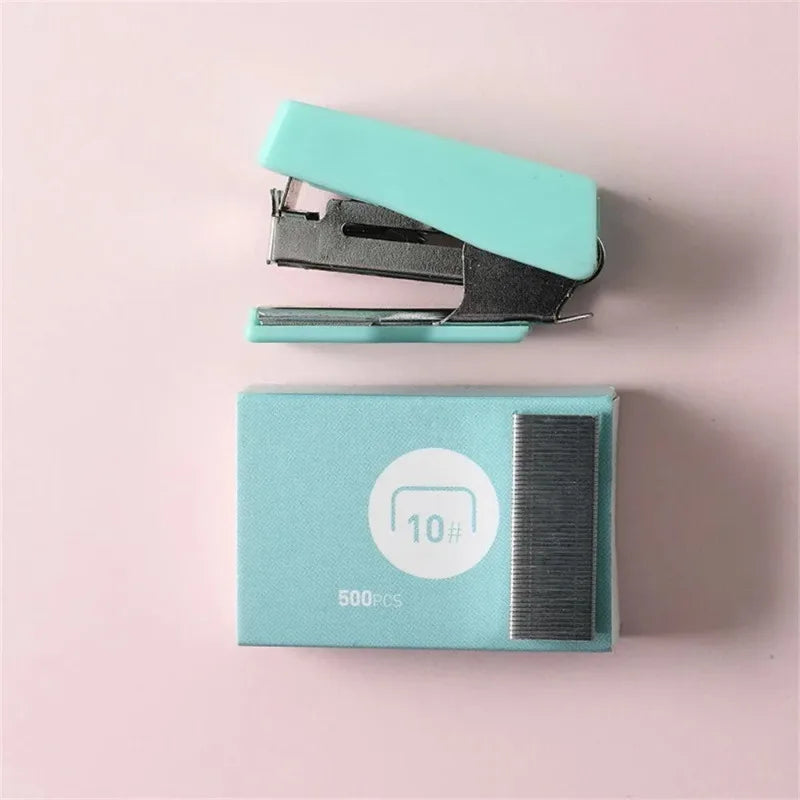 1PC Mini Stapler for Paper File Metal Stapler Set with 500pcs 10# Staples Cute Stationerys Kits School Office Binding Supplies