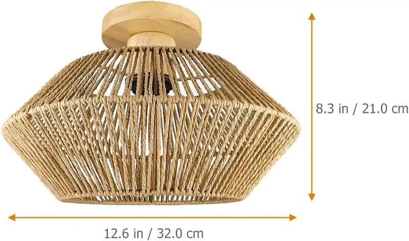 គម្របចង្កៀងព្យួរ JOYINLED ធ្វើពីឫស្សីបូហូ ទំហំ 32 សង់ទីម៉ែត្រ សម្រាប់ចង្កៀងព្យួរពិដាន ចង្កៀងព្យួរសម្រាប់តុបតែងផ្ទះ