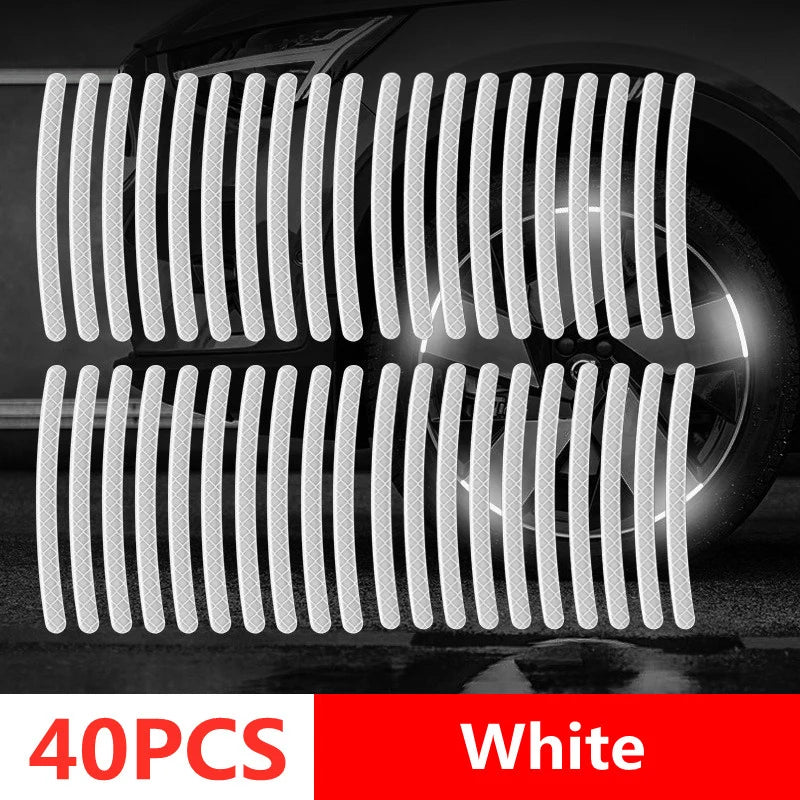 SEAMETAL 20/40PCS Car Motorcycle Wheel Reflective Strips Colorful Hub Stickers Car Styling Decal Sticker Safety Warning Tape
