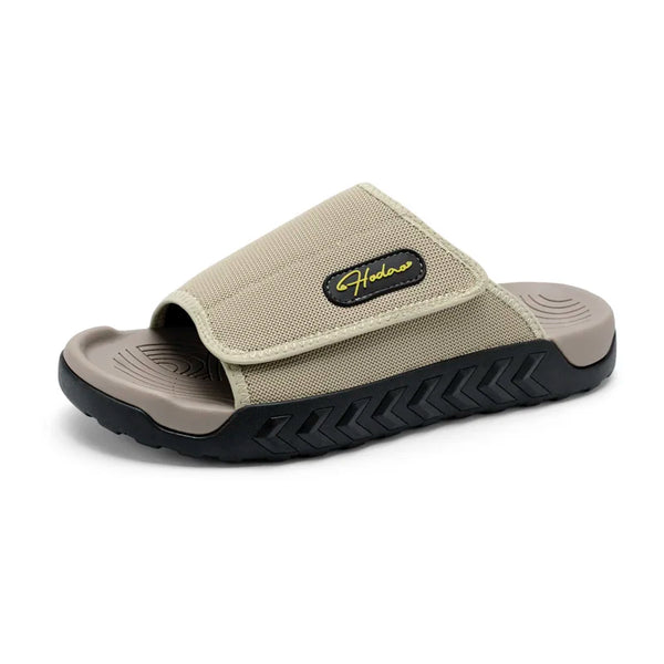 Men's Adjustable Hook and Loop Slide Sandals Open Toe Sport Slides Non Slip Cushioned Casual Walking Slippers for Outdoor Beach