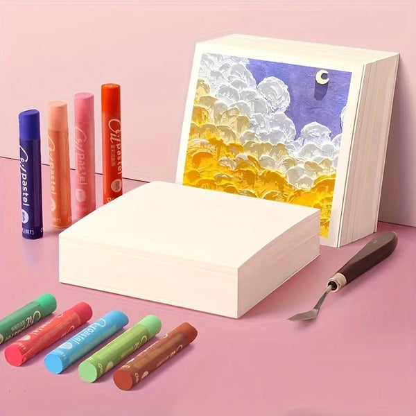 50pcs High-Quality Square Canvas Boards, Enhanced Thickness for Artists,Measuring 3.94X3.94 Inches, in White Color.