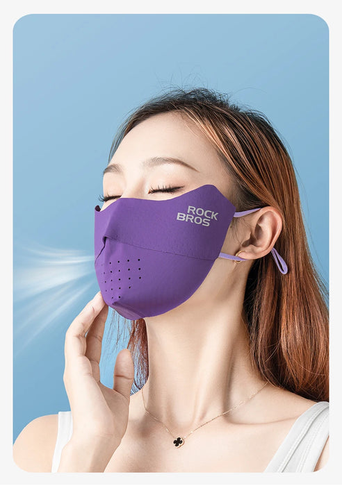 ROCKBROS Cycling Ice Silk Face Mask Anti-UV Sun Protection Breathable Dustproof Men Women Bandana Running Fishing Sports Mask