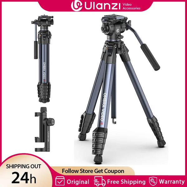 ជើងកាមេរ៉ា Ulanzi OMBRA VIDEO II ទំហំ 1.57 ម៉ែត្រ សម្រាប់ធ្វើដំណើរ ជាមួយក្បាលបាល់បែប Panoramic 360° Arca Quick Release គាំទ្រដល់ការថតមុំទាប