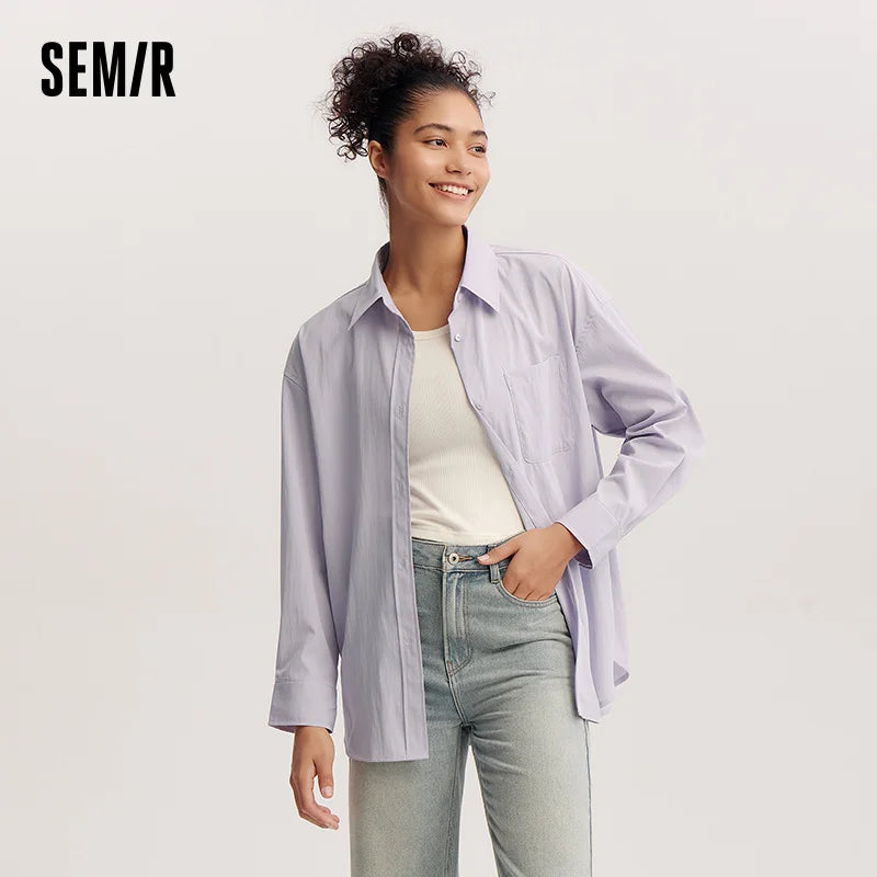 Semir Elegant Shirt Women Long Sleeve Solid Color Blouse Short Vest Two Piece Set 2026 Spring New Fashion Casual Wear
