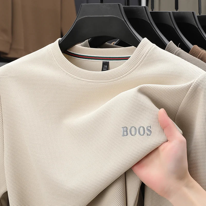 High Quality Man Long-Sleeved Sweatshirt Round Neck Letter Print Spring New Long-Sleeved T-Shirt Leisure Sports Fashion MensWear