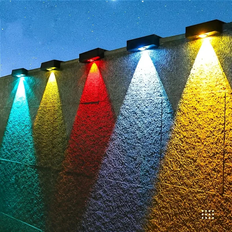 Solar Wall Lights 2 LED Solar Fence Lights Outdoor Waterproof Solar Deck Light  for Fence Post Yard Pathway Landscape Decor