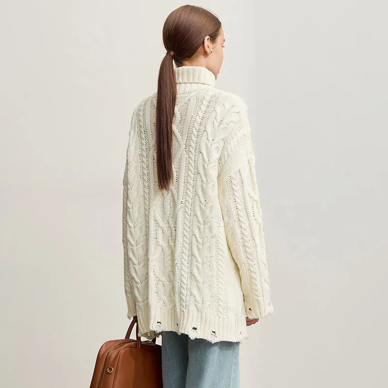 Amii Turtleneck Sweaters For Woman 2026 Winter New Warm Retro Long Sleeves Sweater Loose Pullover Knitting Women's Top 12544155
