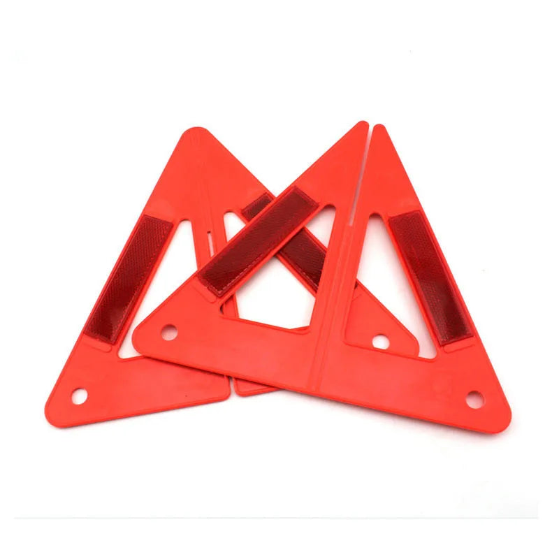 1set/2pcs High Visibility Reflective Warning Triangle.Car Emergency Safety Tool Durable Plastic Roadside Breakdown Warning Kit.