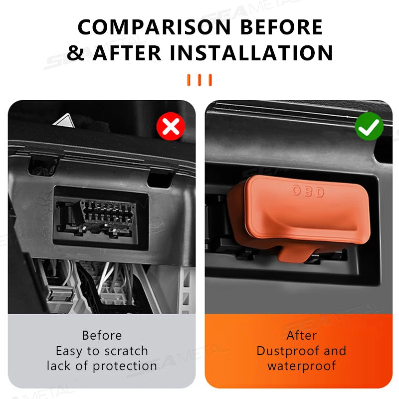 SEAMETAL Silicone Car OBD Port Dust Cover Handle Design OBD Port Lock Protector Sleeve Caps Waterproof Dustproof Car Accessories