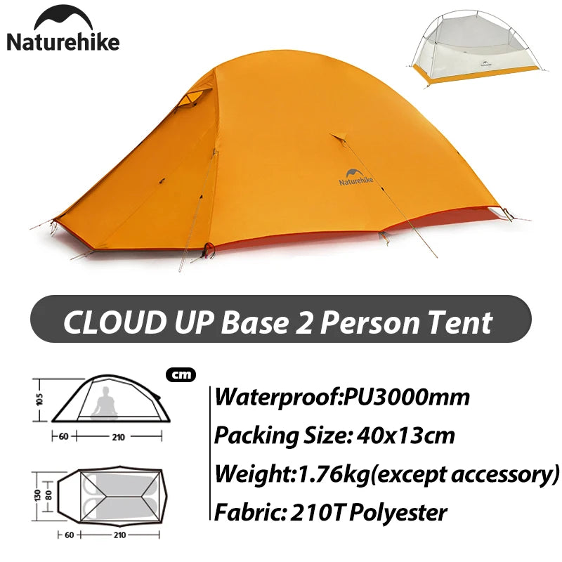 Naturehike New Cloud Up Base Camping Tent 1 2 3Person Lightweight Waterproof Backpacking Tent Outdoor Cycling Hiking Travel Tent