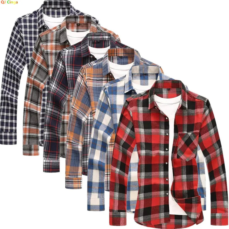 2026 New Men's Classic Striped Plaid Shirt, Short Sleeve/Long Sleeve Available, Shirts with Left Chest Pocket M-5XL 6XL 7XL