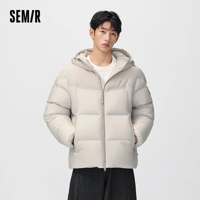 អាវក្រៅ Semir សម្រាប់បុរស ៩០ ភាគរយ ធ្វើពីរោមចៀម Goose Down ឆ្នាំ ២០២៦ សម្លៀកបំពាក់រដូវរងាថ្មីប្រចាំថ្ងៃ រចនាប័ទ្មទីក្រុង ធម្មតា អាកាសធាតុត្រជាក់ ស្រទាប់