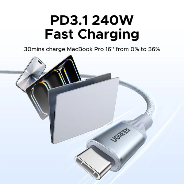 UGREEN USB-IF Certified Type-C Cable PD3.1 240W Soft USB-C Fast Charging for Laptop MacBook iPhone 17 Samsung S25 Type-C Cord