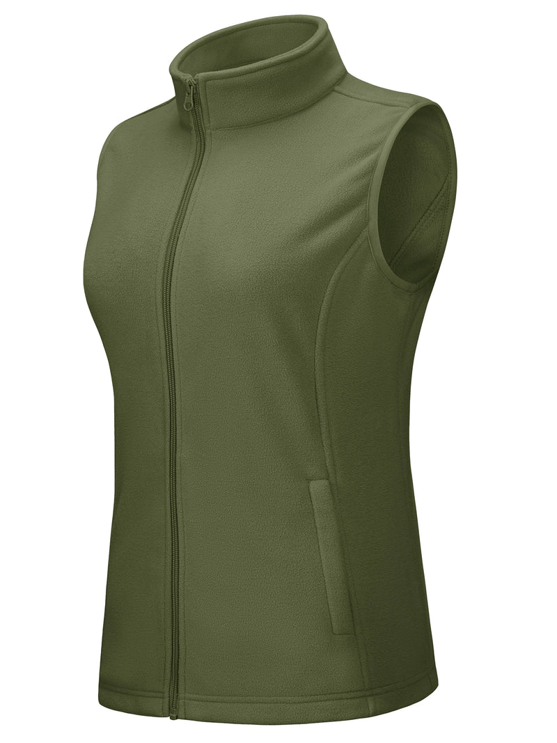 TACVASEN Women's Autumn Winter Lightweight Polar Fleece Vest Full-Zip Layering Jacket with 2 Pockets for Hiking and Daily Wear