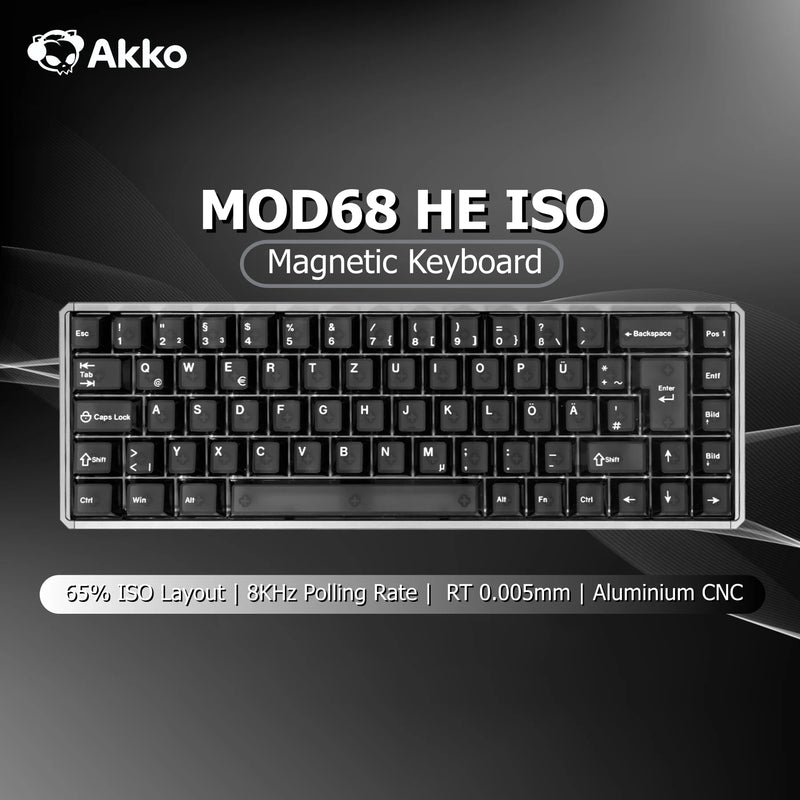 Akko MOD68 HE Keyboard ISO UK/DE/FR Layout 65% Magnetic Switch Rapid Trigger 0.005mm 8K ARGB Custom Gaming Mechanical Keyboard