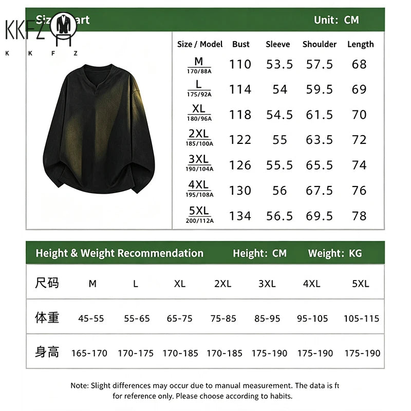 Men Breathable Crinkle Textured Long Sleeve Top Notched V Neck Curved Hem Oversized Fit For Multi Occasion Dressing