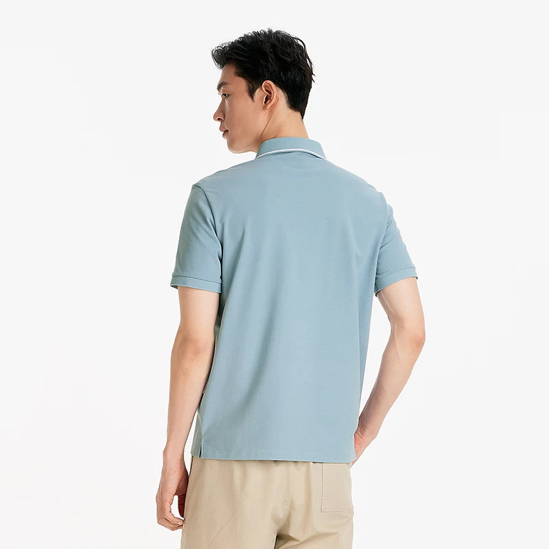 Semir Mens Polo 2026 Short Sleeve Cool Feeling Antibacterial Tops Color Block Lapel Casual Style Soft Daily Wear