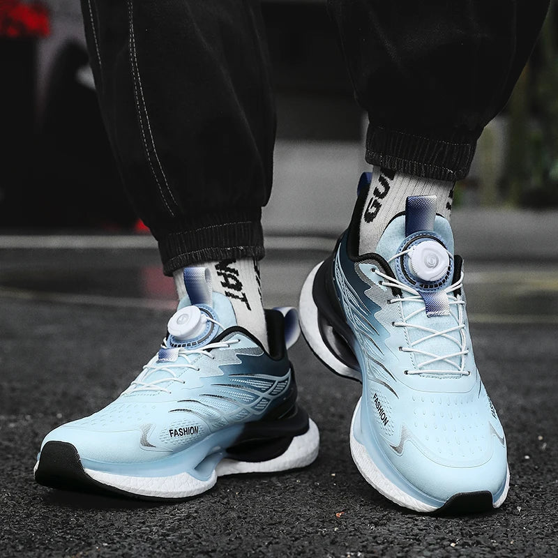 Lovers rotating shoelaces running shoes four seasons new soft sole outdoor casual sports shoes men's breathable light sneakers