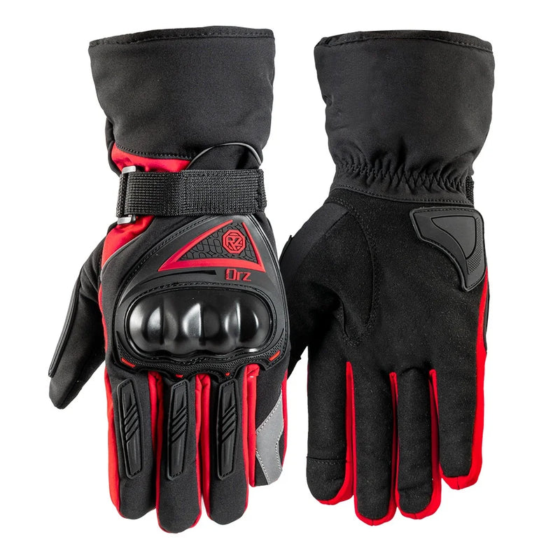 ORZ Motorcycle Gloves Winter Windproof Warm Moto Biker Gloves Full Finger Motorbike Riding Touch Screen Guantes Moto Black M-2XL