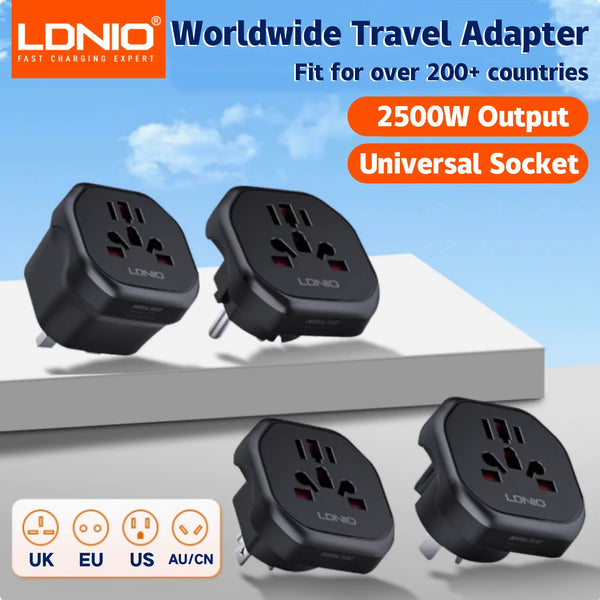 LDNIO រន្ធដោតជញ្ជាំងជាសកល បន្ទះភ្លើងសម្រាប់ធ្វើដំណើរជាសកល ឧបករណ៍ភ្ជាប់ច្រើនប្រភេទ សហរដ្ឋអាមេរិក ចក្រភពអង់គ្លេស អូស្ត្រាលី CN KR សហភាពអឺរ៉ុប ទៅជាឧបករណ៍ភ្ជាប់ប្តូរឌុយសម្រាប់ផ្ទះ
