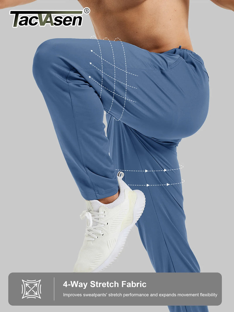 TACVASEN Men's Tapered Sweatpants with Zip Pockets Lightweight Quick Dry Running Jogging 4-Way Stretch Gym Track Athletic Pants