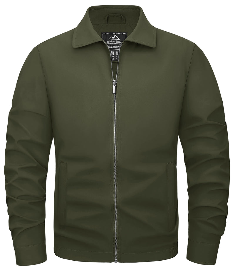 TACVASEN Mens Lightweight Work Jackets Fashion Tunic Style Zipper Pockets Bike Jackets Full Zip Spring Fall Jacket Outwear