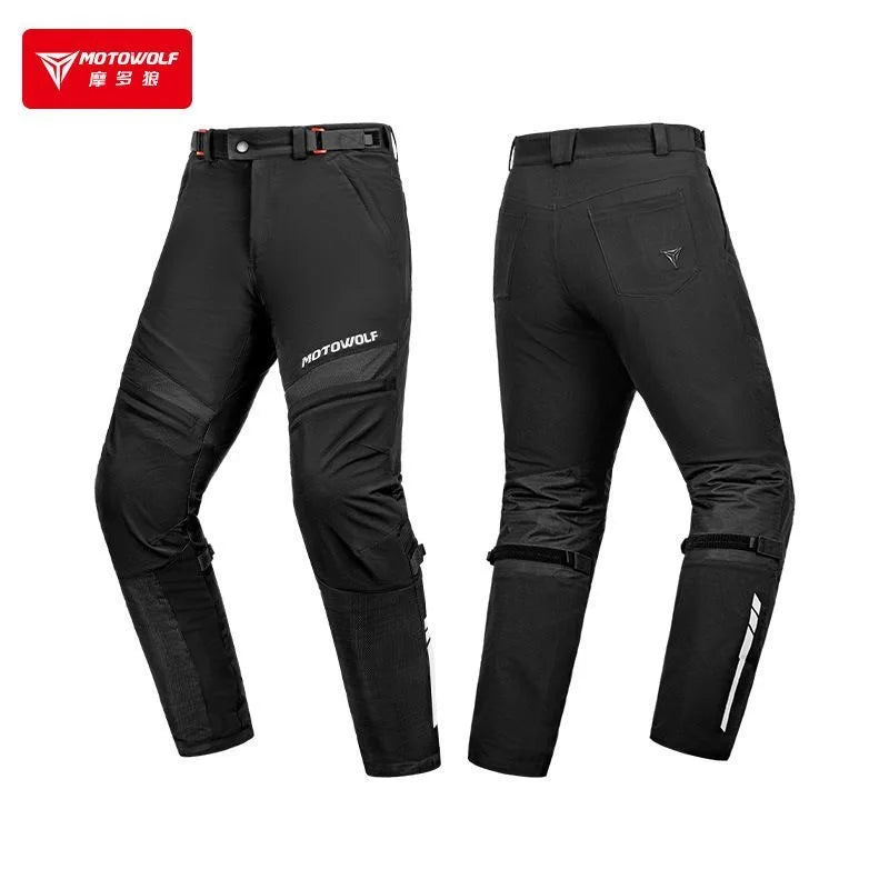 ខោជិះម៉ូតូរដូវក្តៅ Motowolf ខោម៉ូតូដែលមានវិញ្ញាបនបត្រ មានសំណាញ់ខ្យល់ចេញចូលបាន ប្រឆាំងនឹងរដូវស្លឹកឈើជ្រុះ ខោឆ្នូតឆ្លុះបញ្ចាំងសម្រាប់រដូវកាលទាំងបួន
