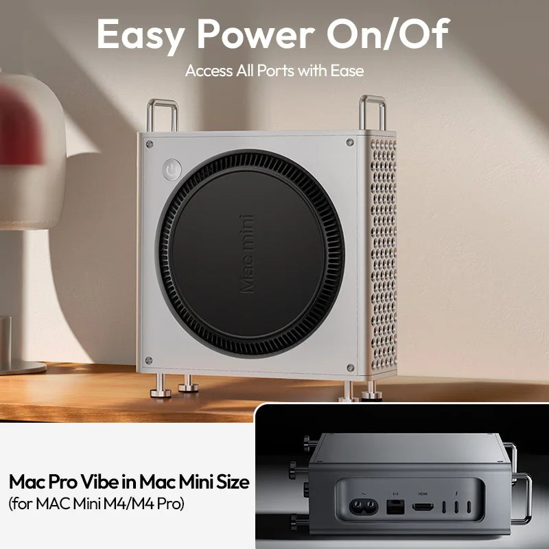 ស្រោម អាលុយមីញ៉ូម Ulanzi QT01 Mac Mini សម្រាប់ Mac Mini M4/M4 Pro រចនា ឡើង ដោយ ម៉ាញេទិក សម្រាប់ ការ បញ្ចេញ កំដៅ ដោយ ខ្លួន ឯង ជាមួយ ជើង ទម្រ MAC Mini