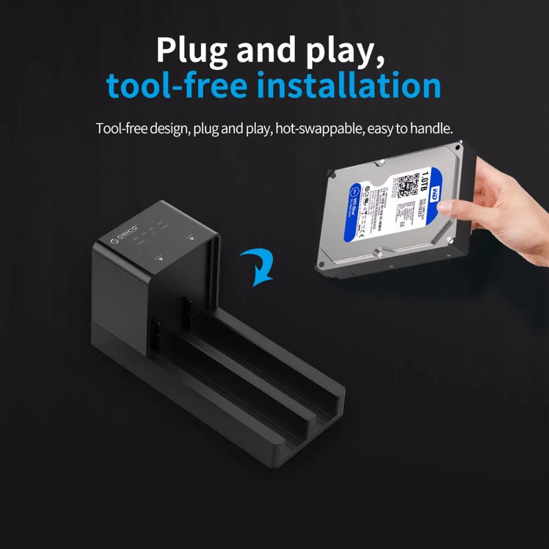 ORICO 2 Bay HDD Docking Station with Offline Clone SATA to USB 3.0 Hard Drive Docking Station for 2.5/3.5 inch Hard Drive Case