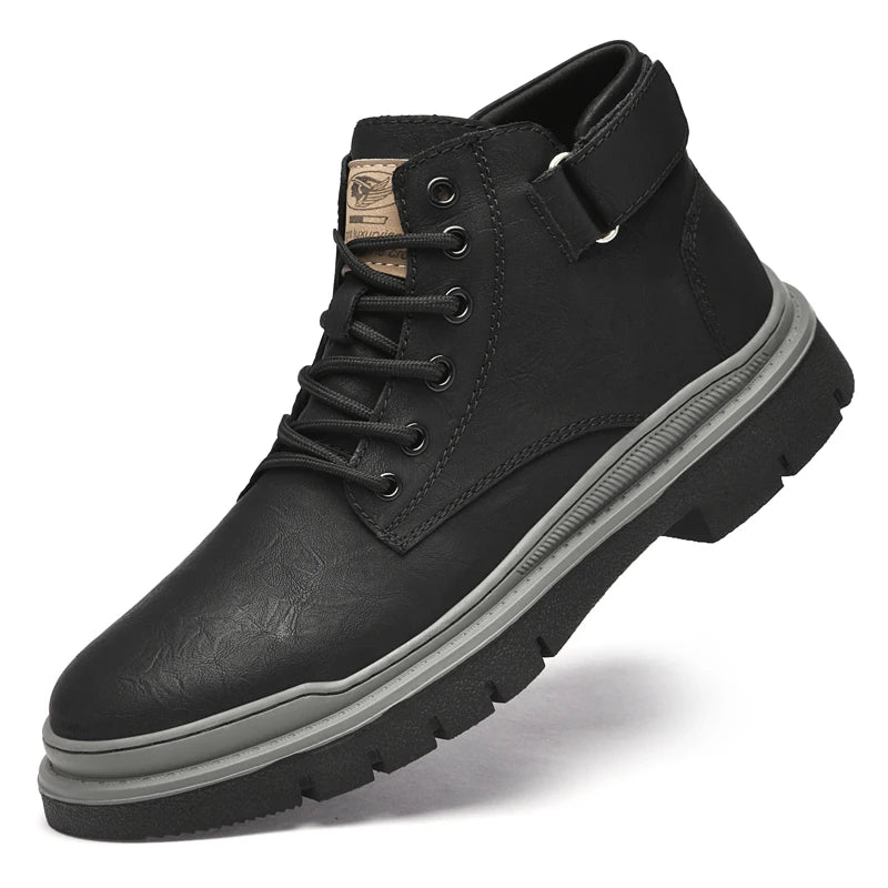 Winter Mens Casual Leather Boots Men Genuine Leather Ankle Boots Booties High Quality Handmade Shoes Botas Hombre Cuero