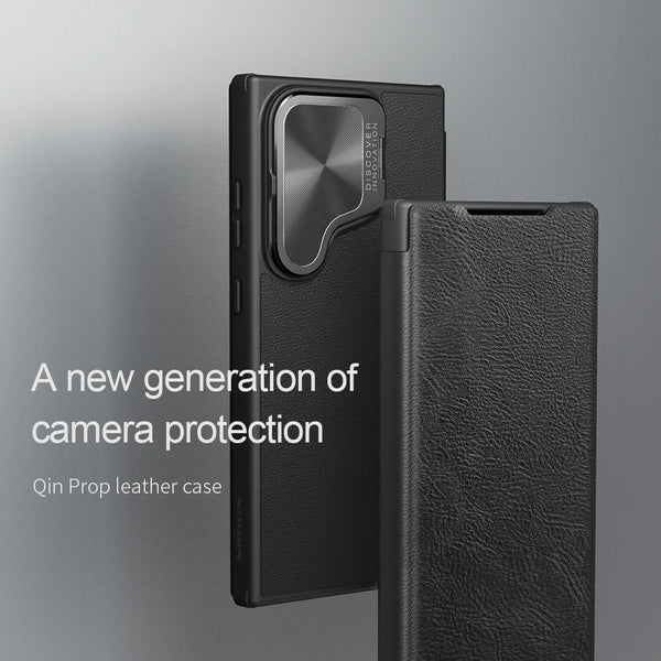 For Samsung Galaxy S24 Ultra Case NILLKIN Leather Qin Prop Leather Case Slide Camera Case For Samsung S24 Plus Flip Cover